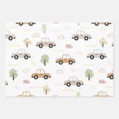 Schattigee auto patroon jongens inpakpapier vel (Voorkant)