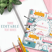 Schattigee auto Patroon Roze & Blauwgroen Kind Naa Notitieboek