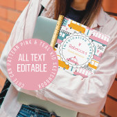 Schattigee auto Patroon Roze & Blauwgroen Kind Naa Notitieboek