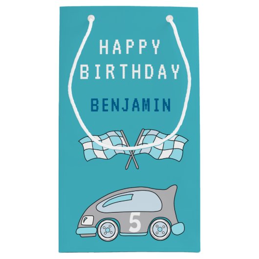 Schattigee auto vlag Happy Birthday Kind ‘ s naam Klein Cadeauzakje (Achterkant)