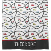 Schattigee Auto's Custom Boy Naam Kinder Badkamer Douchegordijn (Voorkant)