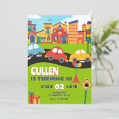 Schattigee auto's jarig kaart (Staand voorkant)