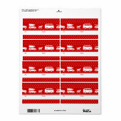 Schattigee auto's Kerstvakantie Rood en Wit Naar V Etiket (Full Sheet)