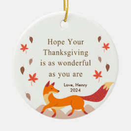 Schattigee Autumn Fox Thanksgiving Keramisch Ornament