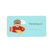 Schattigee Aviator Boy Vliegtuigavontuur gepersona Etiket (Voorkant)
