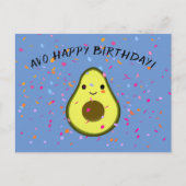 Schattigee Avo Happy Birthday Avocado Pun Briefkaa Feestdagenkaart (Voorkant)