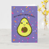 Schattigee Avo Happy Birthday Avocado Pun Kaart (Gele Bloem)