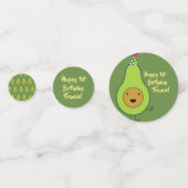Schattigee avocado 1e verjaardagsfeesttafel decor confetti (Voorkanten)