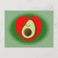 Schattigee avocado Cartoon in rood hart groen