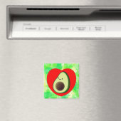Schattigee avocado Cartoon in rood hart op Waterve Magneet (Insitu (Vaatwasser))