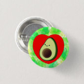 Schattigee avocado Cartoon in rood hart op Waterve Ronde Button 3,2 Cm (Voorkant /achterkant)