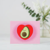 Schattigee avocado Cartoon in rood hart roze Briefkaart (Staand voorkant)