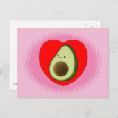 Schattigee avocado Cartoon in rood hart roze Briefkaart (Voorkant / Achterkant)