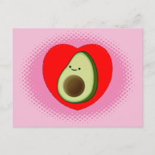 Schattigee avocado Cartoon in rood hart roze Briefkaart