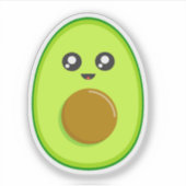 Schattigee avocado Cartoon – Kawaii Sticker (Voorkant)
