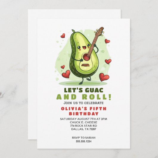 Schattigee Avocado Custom Verjaardag Kaart (Voorkant / Achterkant)