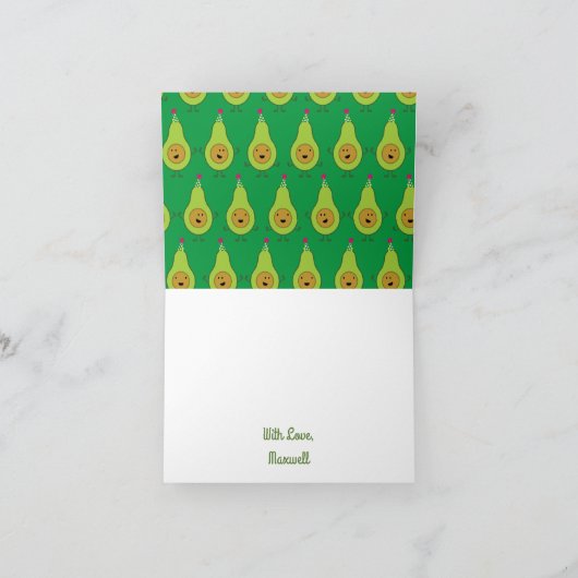 Schattigee avocado dank u 1e verjaardag Kaarten (Binnen)