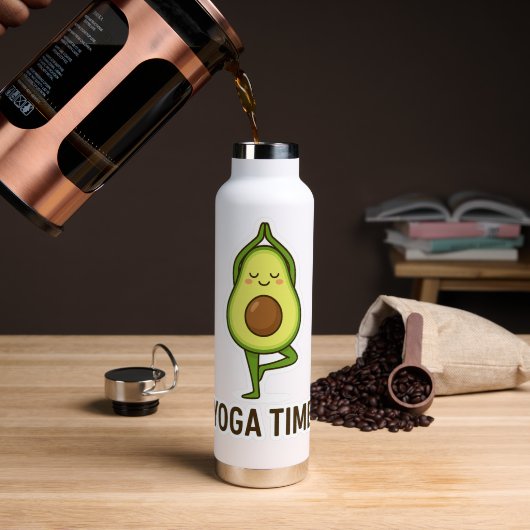Schattigee Avocado Doen Yoga Sticker Waterfles (Koffie (Gedraaid) )