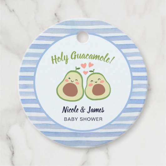 Schattigee avocado genderneutrale tweeling Baby sh Bedankjes Labels (Voorkant)