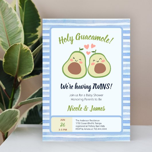 Schattigee avocado genderneutrale tweeling Baby sh Kaart