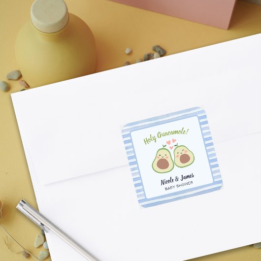 Schattigee avocado genderneutrale tweeling Baby sh Vierkante Sticker