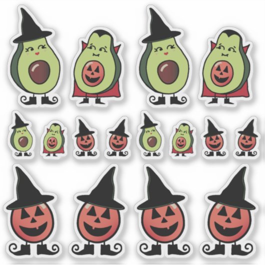 Schattigee avocado Halloween kostuum stickers (Voorkant)