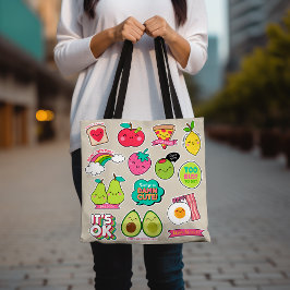 Schattigee avocado leuk fruit en kleurrijk voedsel tote bag