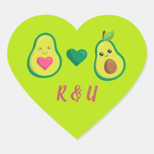 Schattigee avocado liefde hart sticker