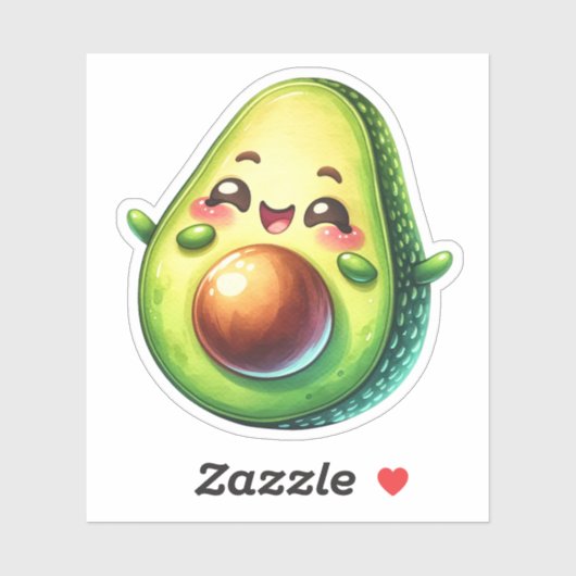 Schattigee avocado op maat gesneden vinyl Stickers (Vel)