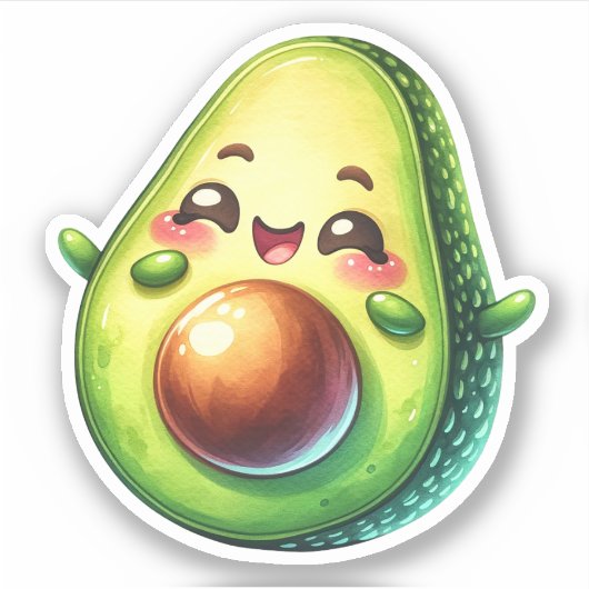 Schattigee avocado op maat gesneden vinyl Stickers (Voorkant)