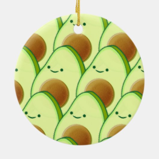 Schattigee avocado over tekening keramisch ornament (Achterkant)