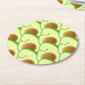 Schattigee avocado over tekening ronde kartonnen onderzetter (Gebogen)