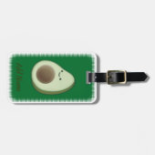 Schattigee avocado tekening aangepaste groen bagagelabel (Voorkant horizontaal)