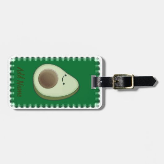 Schattigee avocado tekening aangepaste groen bagagelabel (Voorkant horizontaal)