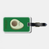 Schattigee avocado tekening aangepaste groen bagagelabel (Achterkant horizontaal)