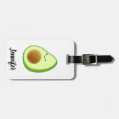 Schattigee avocado tekening aangepaste naam bagagelabel (Voorkant horizontaal)