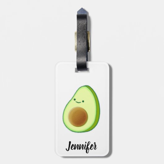 Schattigee avocado tekening aangepaste naam bagagelabel (Achterkant verticaal)