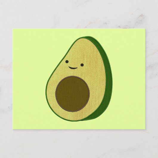 Schattigee avocado tekening gesimuleerd borduurwer briefkaart (Voorkant)