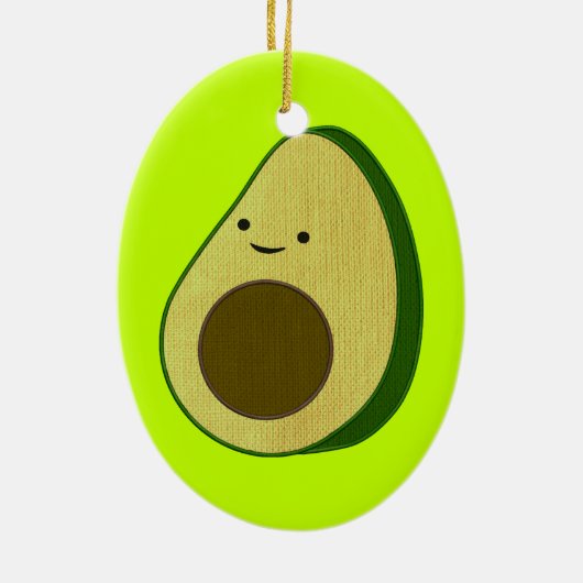 Schattigee avocado tekening gesimuleerd borduurwer keramisch ornament (Achterkant)