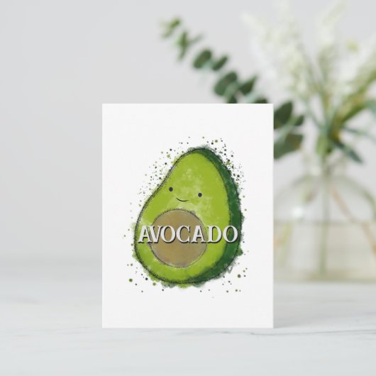 Schattigee avocado-Waterverf Briefkaart (Staand voorkant)