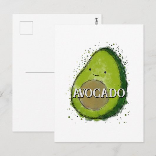 Schattigee avocado-Waterverf Briefkaart (Voorkant / Achterkant)