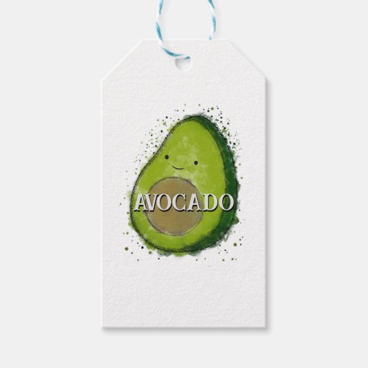 Schattigee avocado-Waterverf Cadeaulabel (Voorkant)