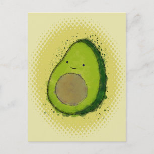 Schattigee avocado Waterverf  stijlprint Briefkaart