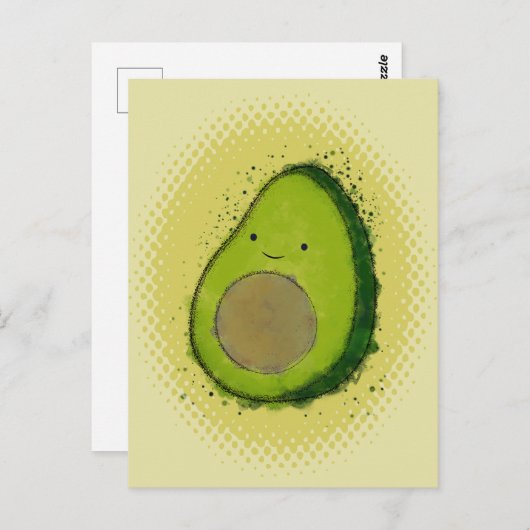 Schattigee avocado Waterverf  stijlprint Briefkaart (Voorkant / Achterkant)