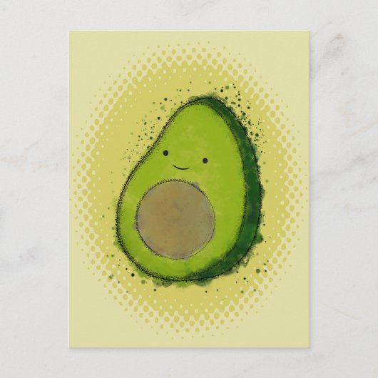 Schattigee avocado Waterverf stijlprint Briefkaart (Voorkant)