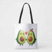 Schattigee avocado's - Kawaii Couple Heart Design Tote Bag (Voorkant)