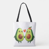Schattigee avocado's - Kawaii Couple Heart Design Tote Bag (Achterkant)