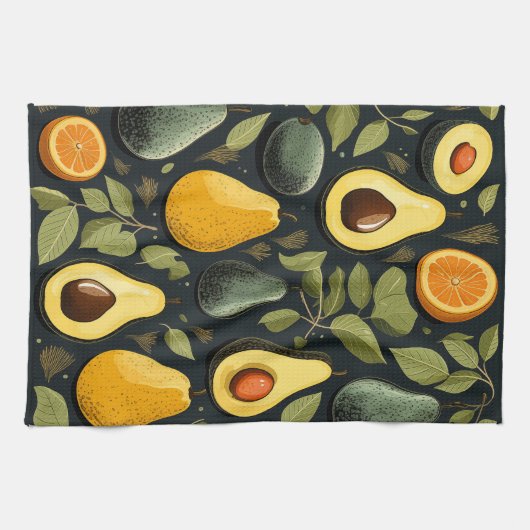 Schattigee avocado's keukenhanddoek (Horizontaal)