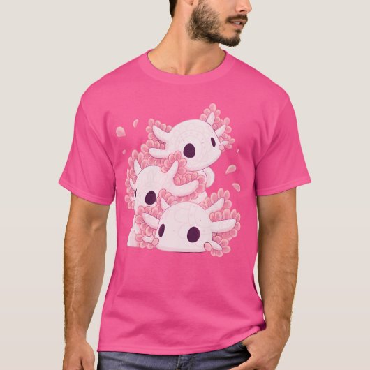Schattigee Axolotl Chibi Stack T-shirt (Voorkant)