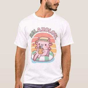 Schattigee Axolotl Chill op zwembad Float Relaxolo T-shirt